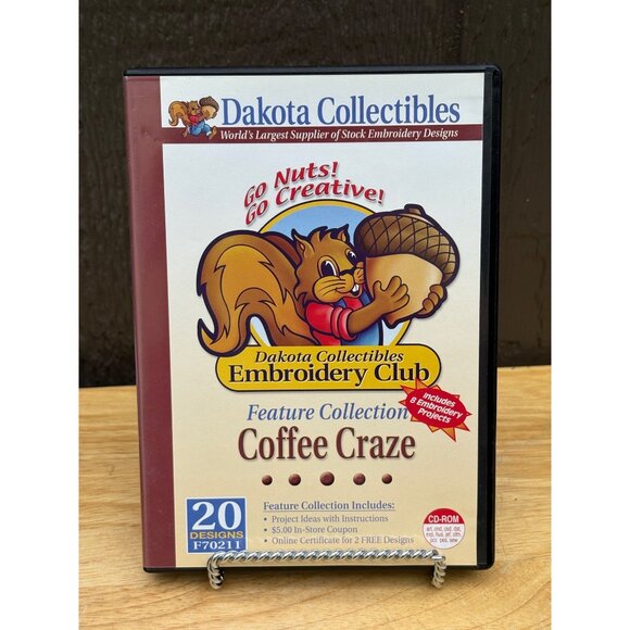 Dakota Collectibles Embroidery Club Coffee Craze CD 20 Designs Sewing Patterns - Picture 1 of 4